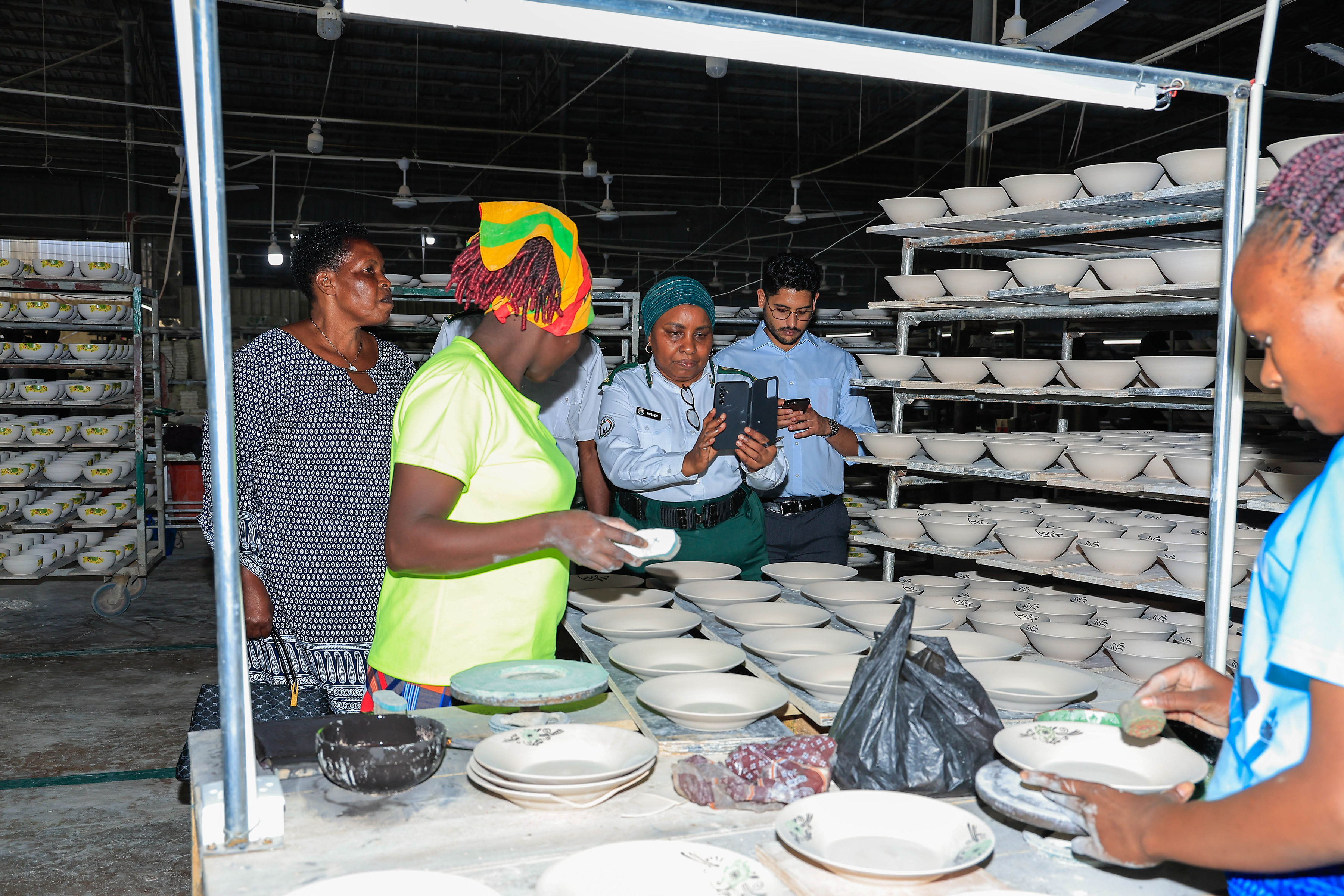 People at work in one of the factories at Kapeeka Industrial Park