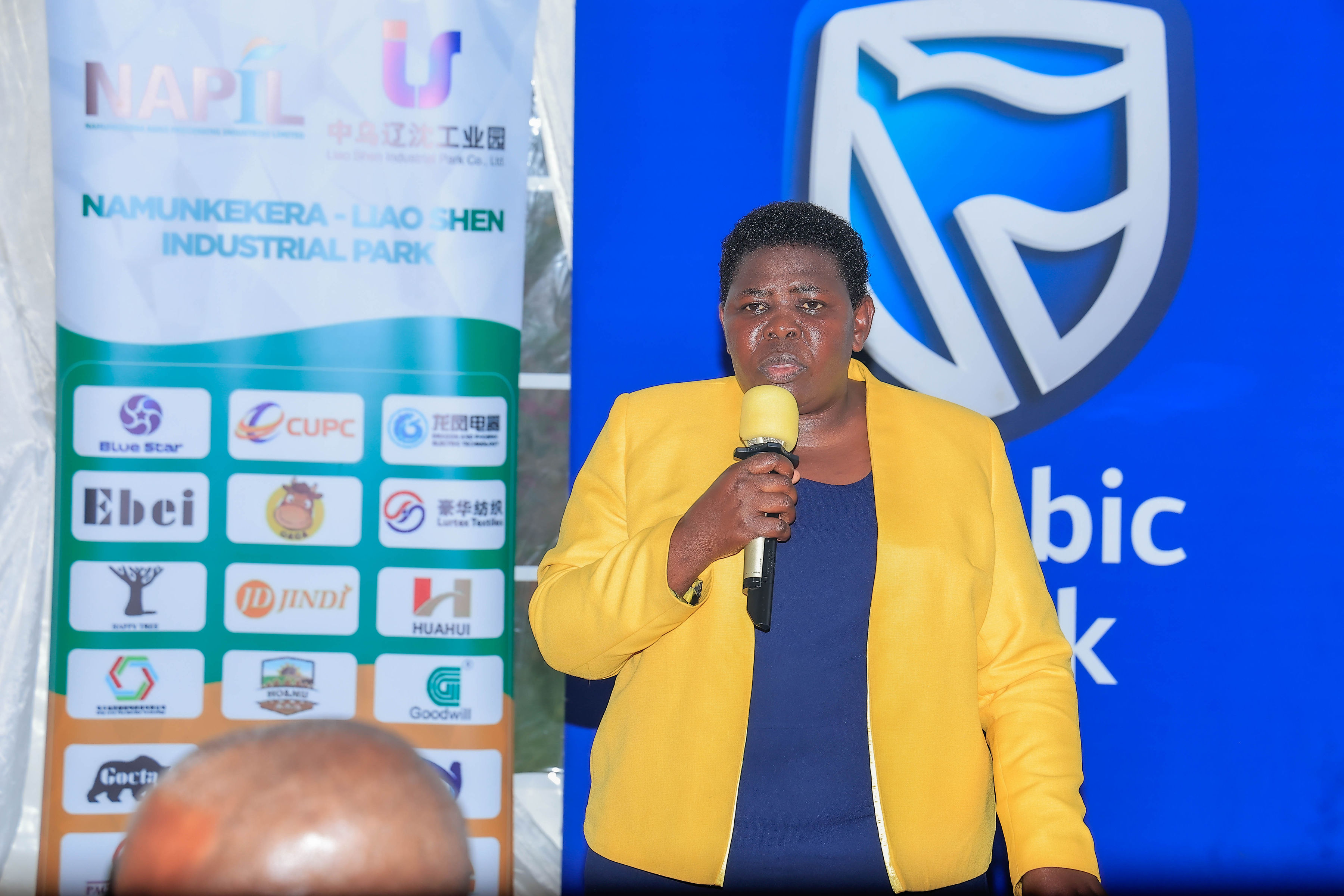 Deputy Secretary General, Rt Hon Rosemary Namayanja addressing the congregation at the Information Tour at Kapeeka Industrial Park