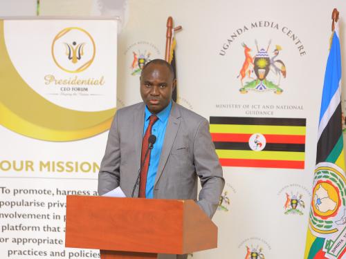 DR. BASIL AJER, DIRECTOR OF TOURISM AT THE MINISTRY OF TOURISM, DELIVERING THE PERMANENT SECRETARY’S SPEECH. 