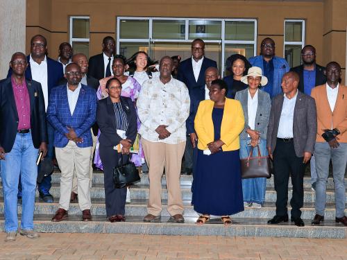 Group Photo with Gen. (Rtd.) Caleb Akandwanaho (Gen. Saleh), Deputy Secretary General, Rt Hon Rosemary Namayanja and various CEO during the Inaugural Information Tour at Kapeeka Industrial Park